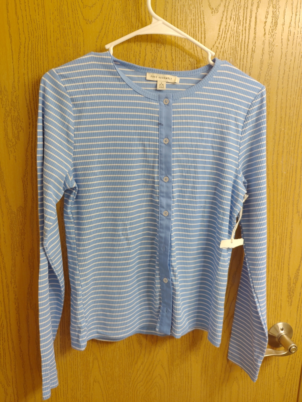 Light Blue Striped Button-Front Girls' Shirt by Free Assembly